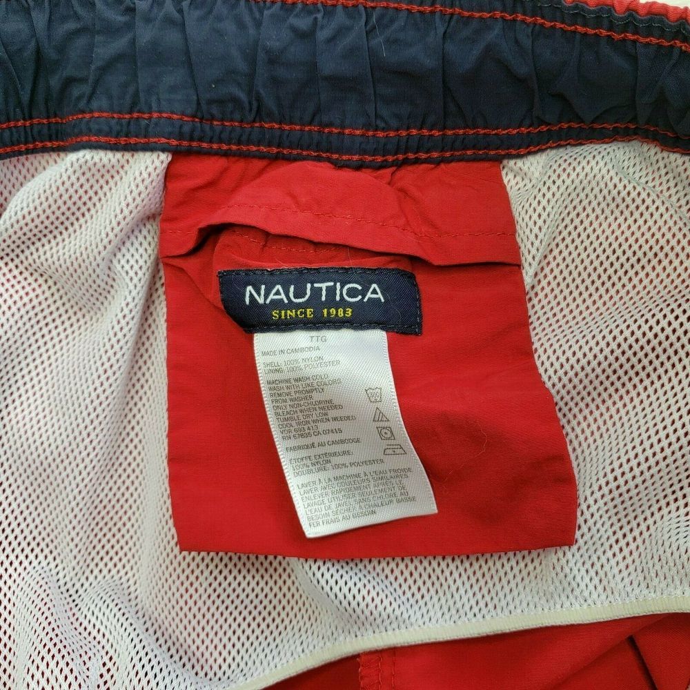 VTG NAUTICA Swim Trunks Shorts Red White Blue XXL - Picture 3 of 8